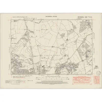1947 Map of Bedfordshire XXX.SW, 1950 Print