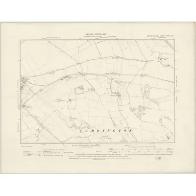 1900 Map of Bedfordshire XXXII.NE, 1901 Print