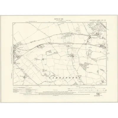 1922 Map of Bedfordshire XXXII.NE, 1925 Print