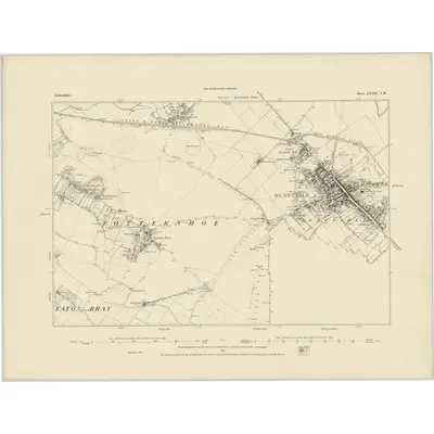1879 Map of Bedfordshire XXXII.NW, 1884 Print
