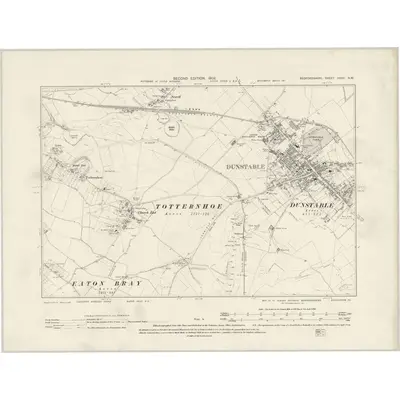 1900 Map of Bedfordshire XXXII.NW, 1902 Print