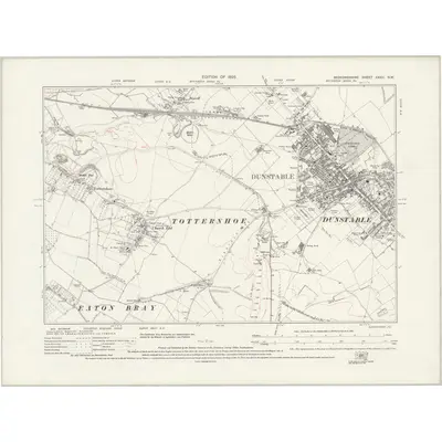 1922 Map of Bedfordshire XXXII.NW, 1925 Print