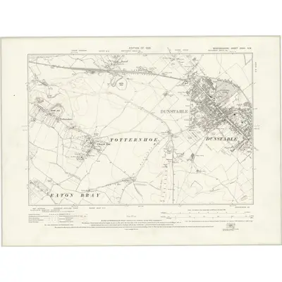 1922 Map of Bedfordshire XXXII.NW, 1925 Print