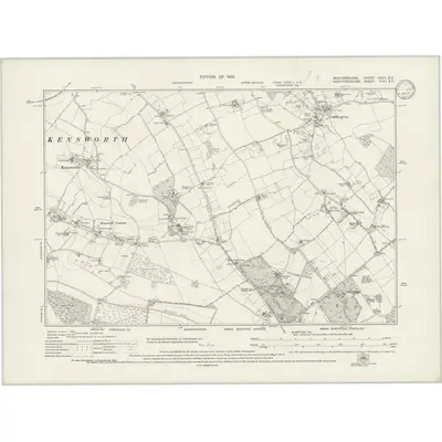 1922 Map of Bedfordshire XXXII.SE, 1933 Print