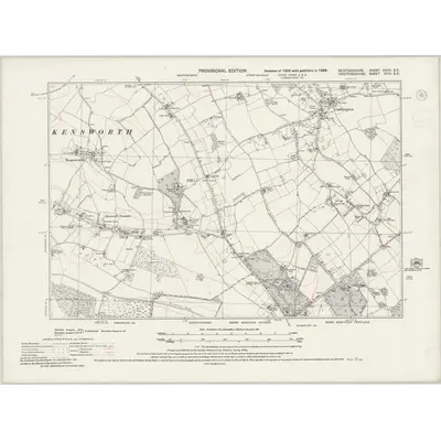 1938 Map of Bedfordshire XXXII.SE, 1944 Print