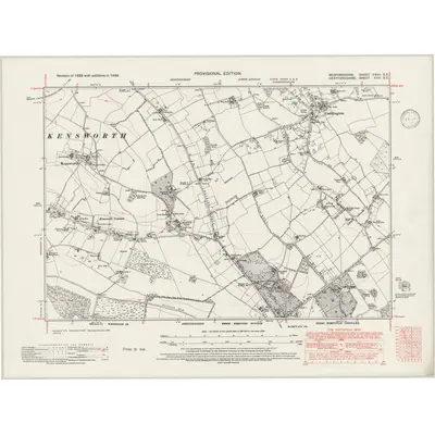 1938 Map of Bedfordshire XXXII.SE, 1946 Print