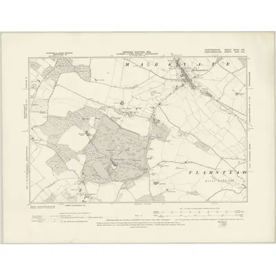 1900 Map of Bedfordshire XXXIV.NE, 1901 Print