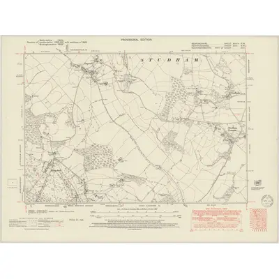 1946 Map of Bedfordshire XXXIV.NW, 1950 Print
