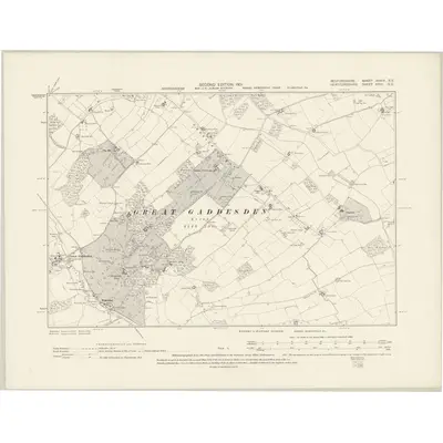1900 Map of Bedfordshire XXXIV.SE, 1901 Print