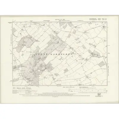 1922 Map of Bedfordshire XXXIV.SE, 1925 Print