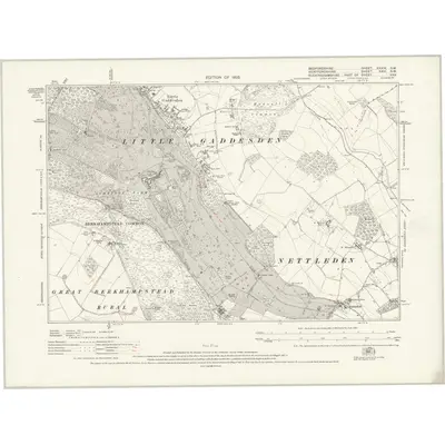 1922 Map of Bedfordshire XXXIV.SW, 1925 Print