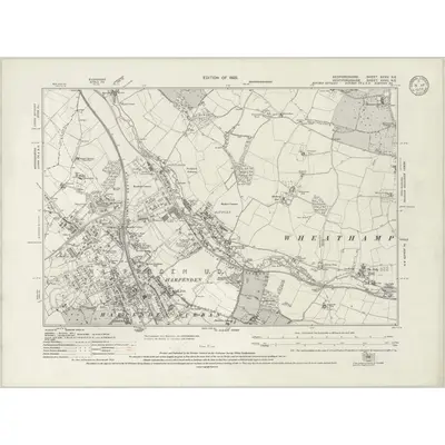 1922 Map of Bedfordshire XXXV.NE, 1933 Print
