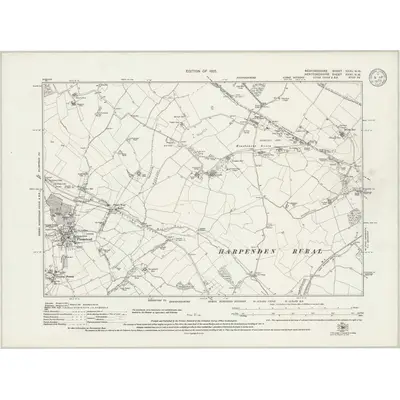 1922 Map of Bedfordshire XXXV.NW, 1933 Print