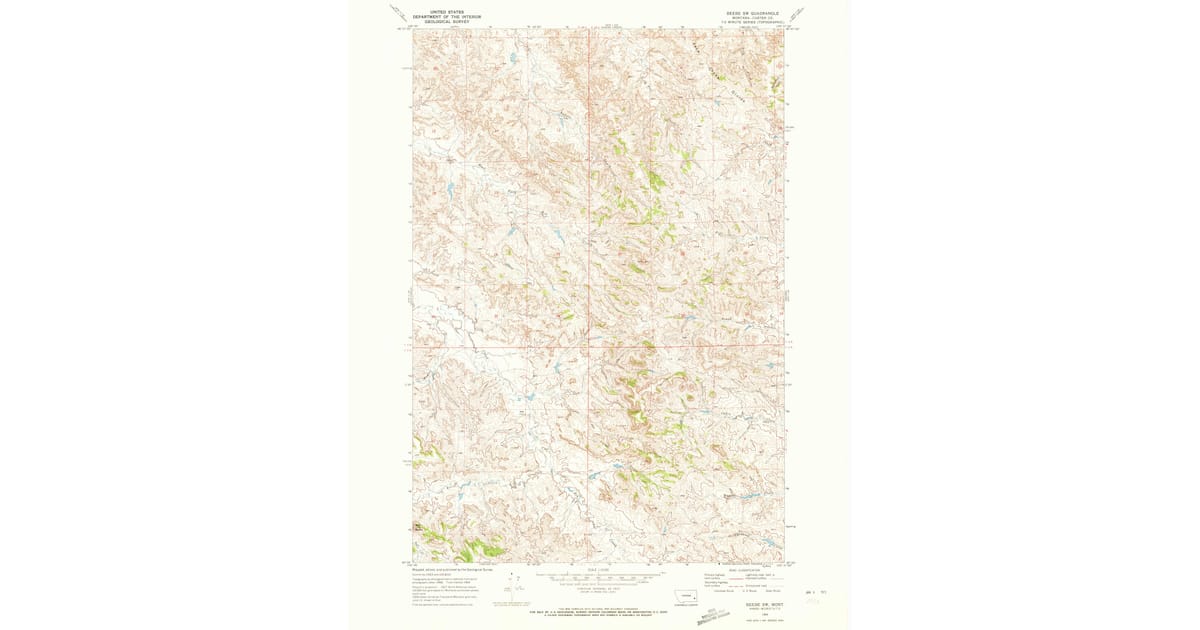 1969 Map of Beebe SW, Custer County, MT — High-Res | Pastmaps