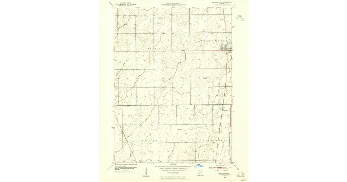 1953 Map of Beecher West, Will County, IL — High-Res | Pastmaps