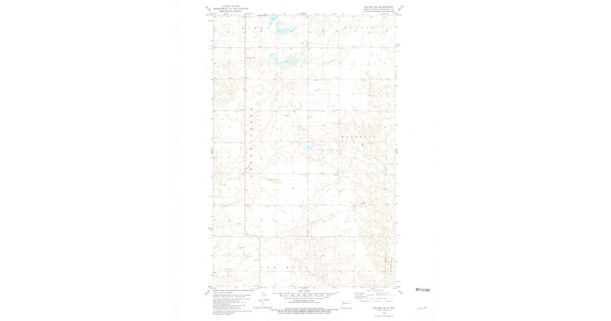 1981 Map of Belden SE, New Town, ND — High-Res | Pastmaps
