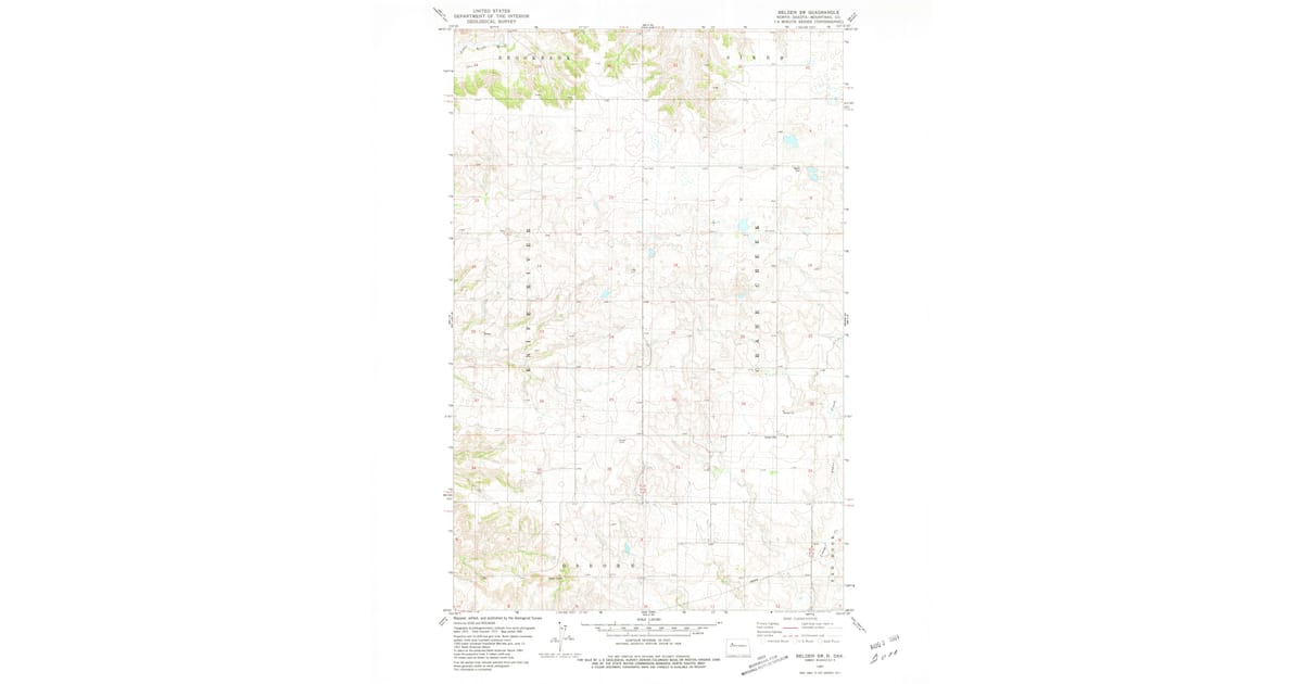 1981 Map of Belden SW, New Town, ND — High-Res | Pastmaps