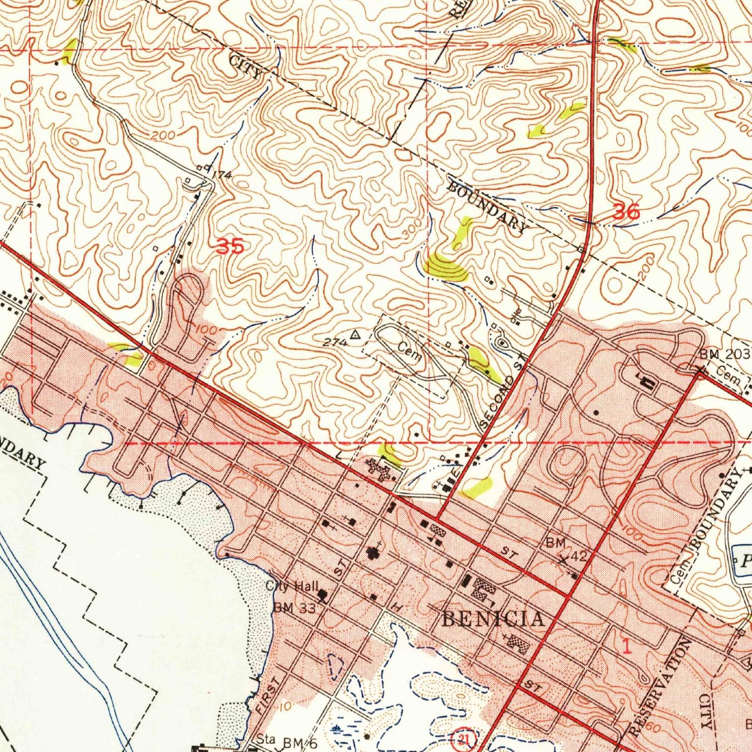 1950 Map of Benicia, CA — High-Res | Pastmaps