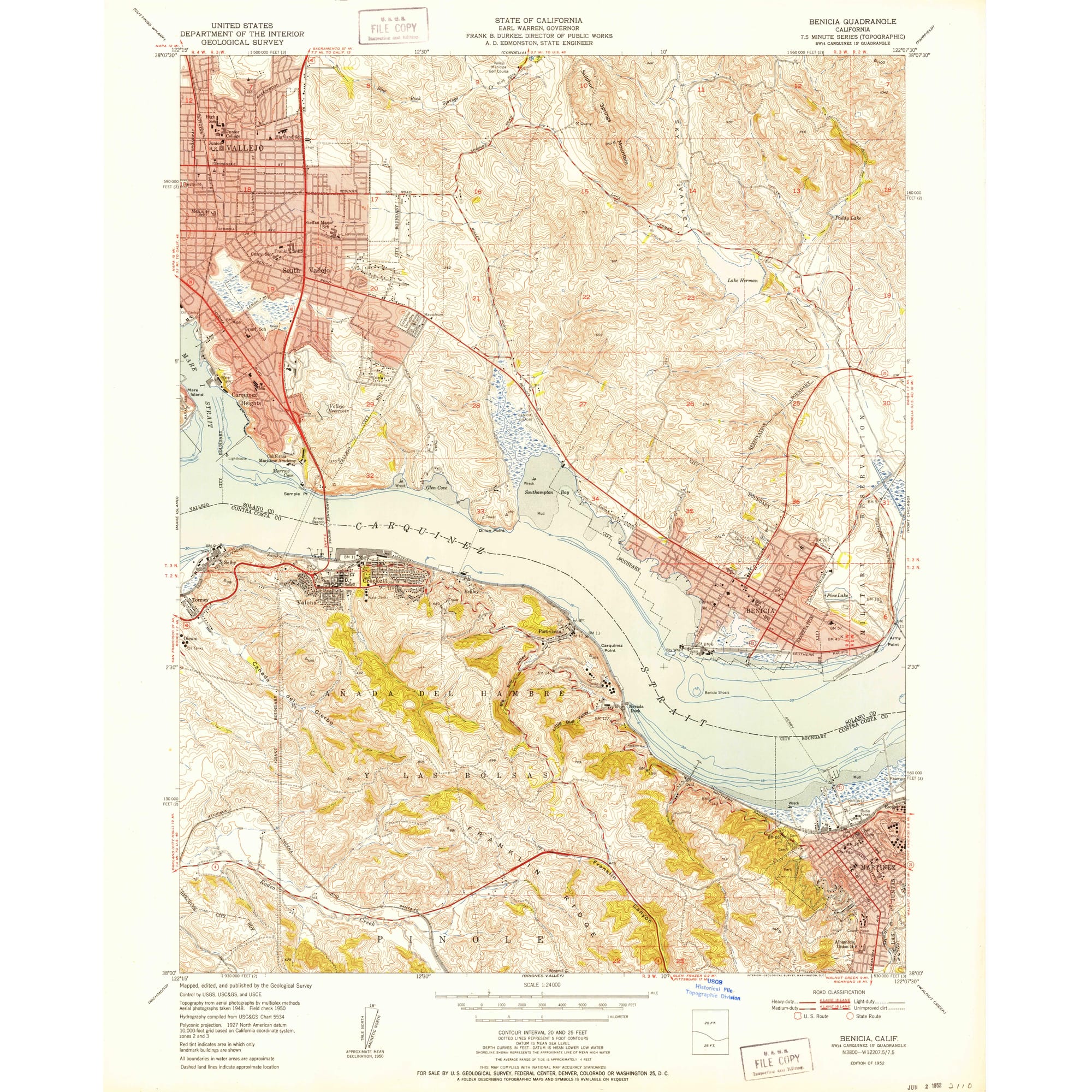 1952 Map of Benicia, CA — High-Res | Pastmaps