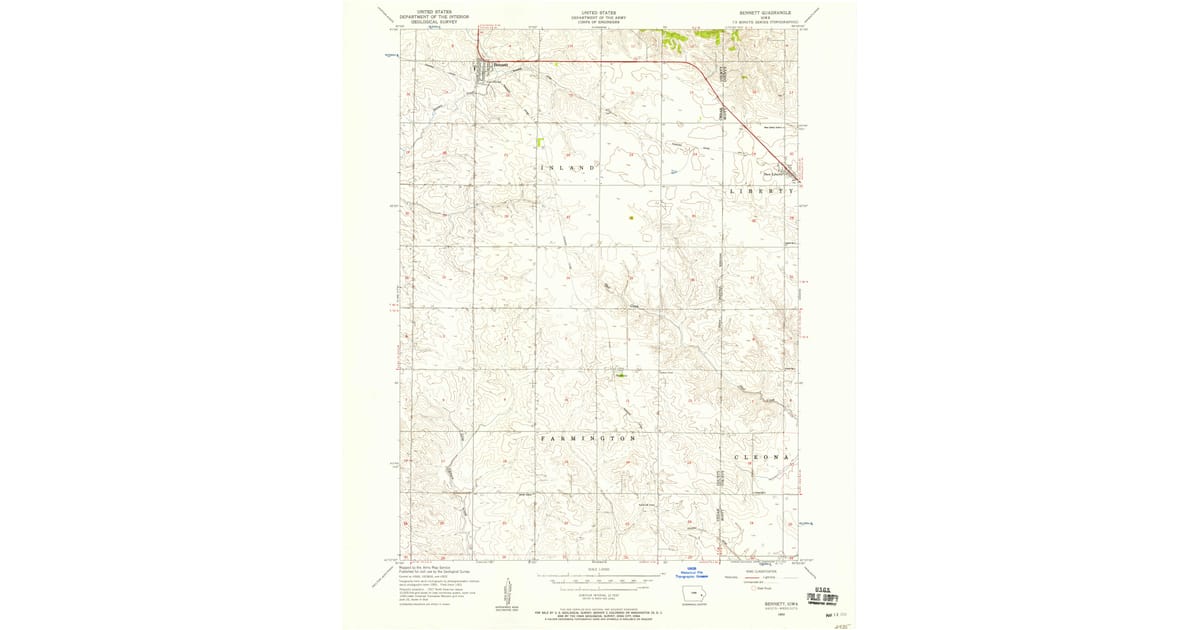1953 Map of Bennett, IA — High-Res | Pastmaps