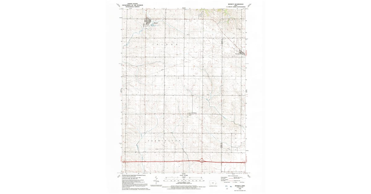 1991 Map of Bennett, IA — High-Res | Pastmaps
