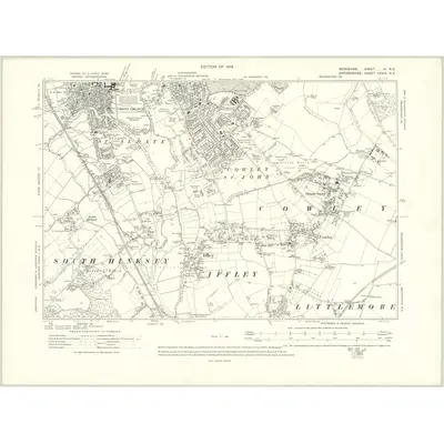 1910 Map of Berkshire VI.NE, 1914 Print