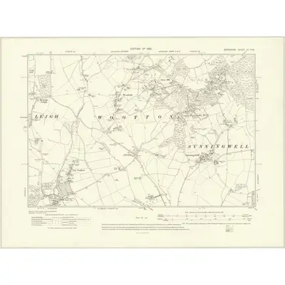 1910 Map of Berkshire VI.SW, 1922 Print