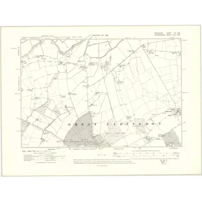 1910 Map of Berkshire VIII.NW, 1914 Print