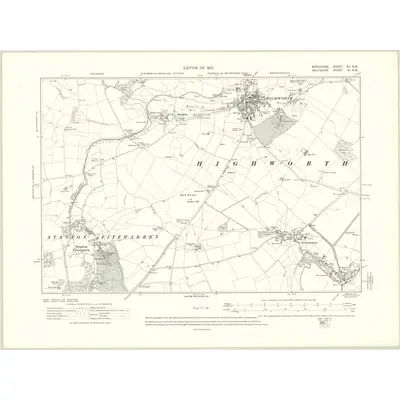 1910 Map of Berkshire XII.NW, 1913 Print