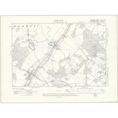 1909 Map of Berkshire XLI.NW, 1913 Print