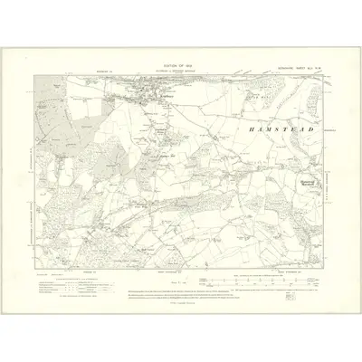 1909 Map of Berkshire XLII.NW, 1913 Print
