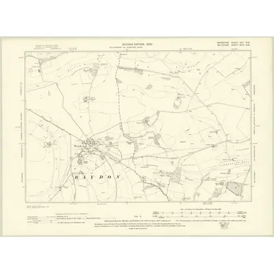 1898 Map of Berkshire XXV.NW, 1900 Print