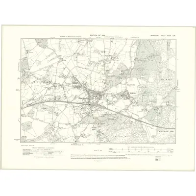 1909 Map of Berkshire XXXIX.SW, 1913 Print
