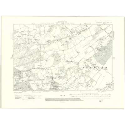 1909 Map of Berkshire XXXVI.SW, 1913 Print