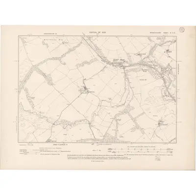 1906 Map of Berwickshire Sheet IV.SE, 1908 Print