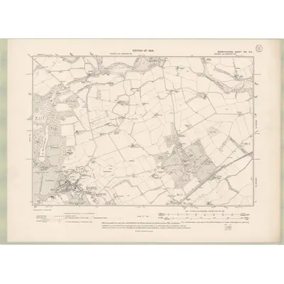 1906 Map of Berwickshire Sheet XVI.NE, 1908 Print