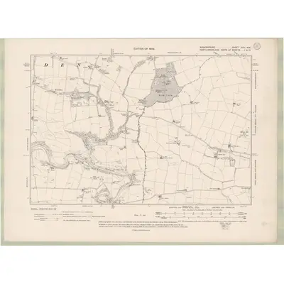 1906 Map of Berwickshire Sheet XVIII.NW, 1909 Print