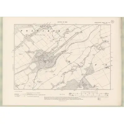 1906 Map of Berwickshire Sheet XXII.NW, 1908 Print