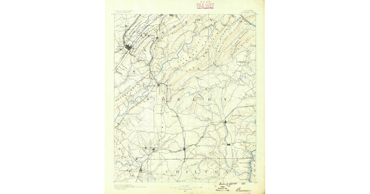 Old Maps of Brantleyville AL for - Bessemer Shelby County Al Usgs Topo 1890 Og 1200x630 