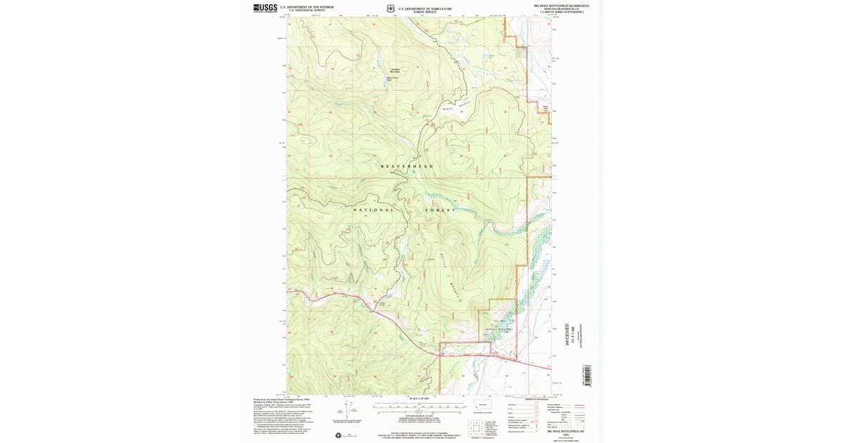 Beaverhead Spring 1997 Map of Big Hole Battlefield, Beaverhead County, MT — High-Res ...