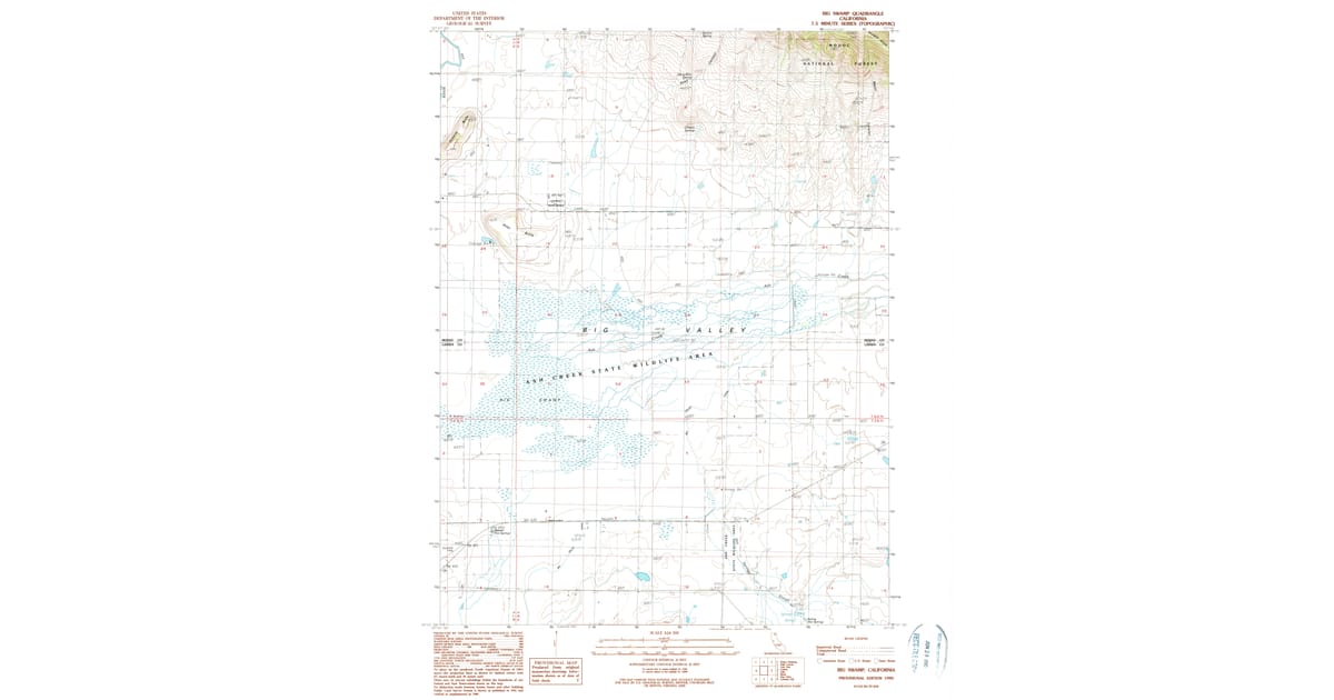 1990 Map of Big Swamp, Modoc County, CA — High-Res | Pastmaps