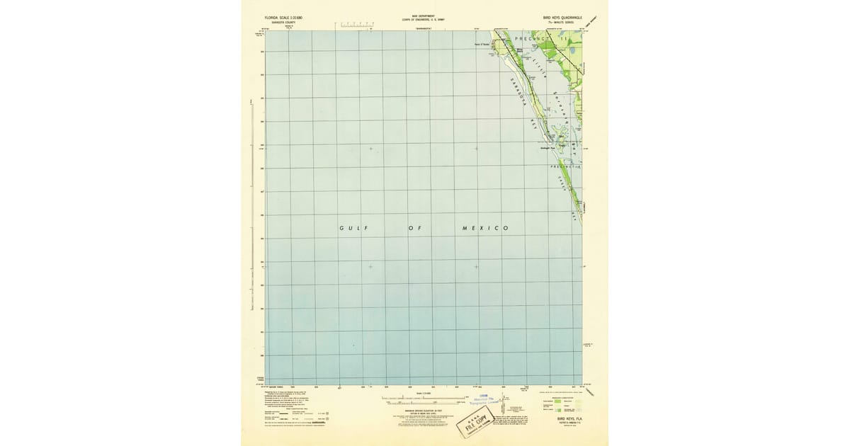 Point O Rocks Florida Map 1944 Map of Bird Keys, Sarasota County, FL — High-Res | Pastmaps