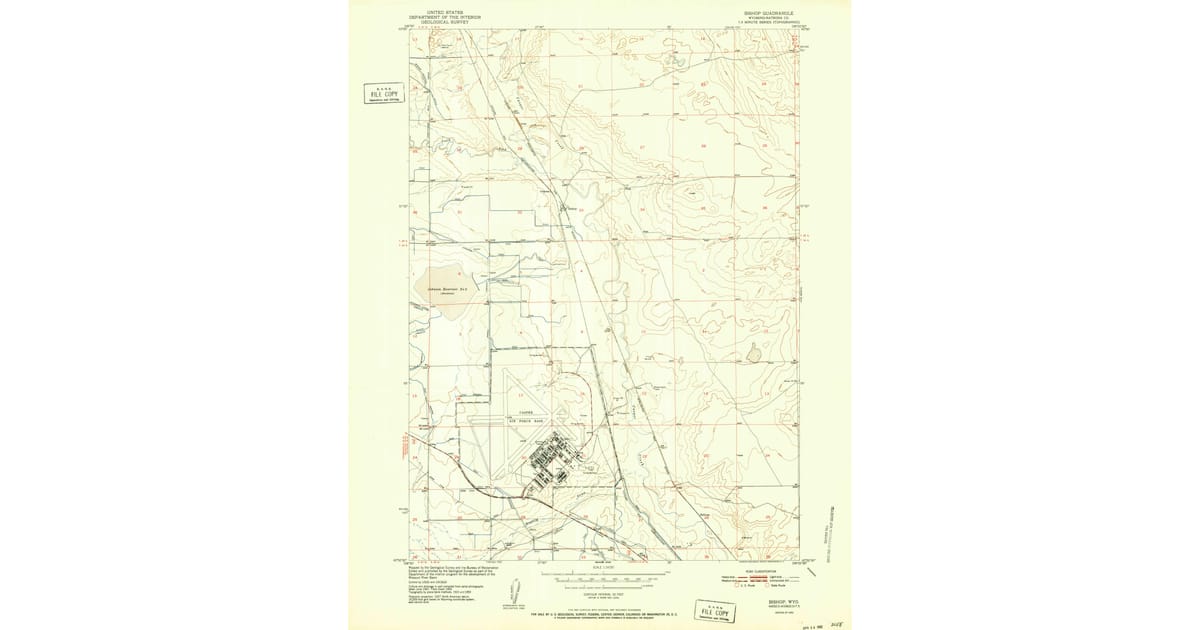 1952 Map of Bishop, Natrona County, WY — High-Res | Pastmaps