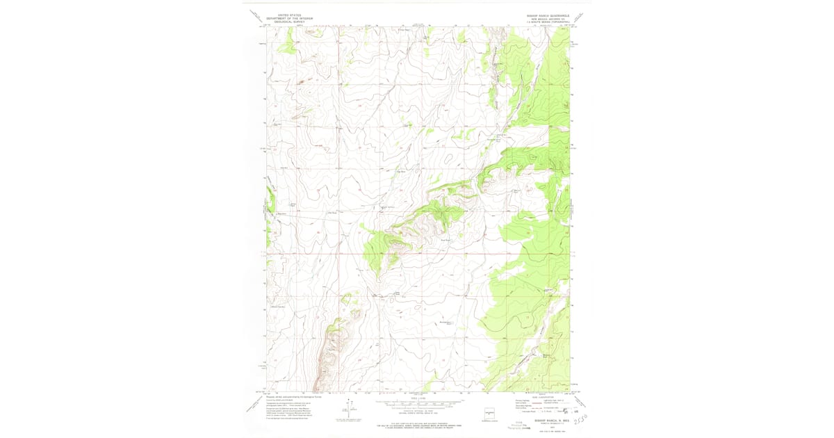1972 Map of Bishop Ranch, Socorro County, NM — High-Res | Pastmaps