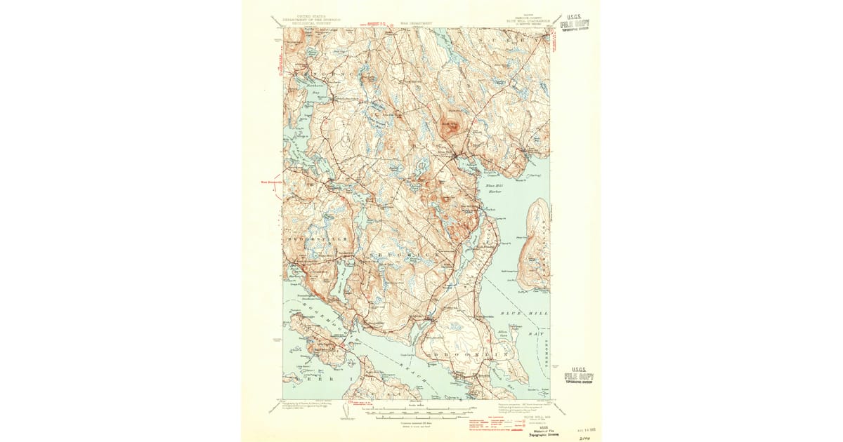 Blue&me Map 1944 Map of Blue Hill, Hancock County, ME — High-Res | Pastmaps