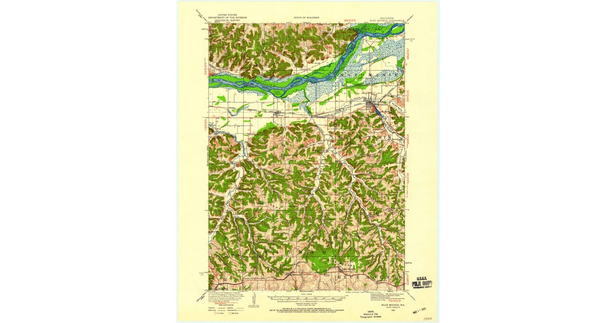 Old Maps of Arena WI for Metal - Blue Mounds Iowa County Wi Usgs Topo 1920 P1959 Og 1200x630 