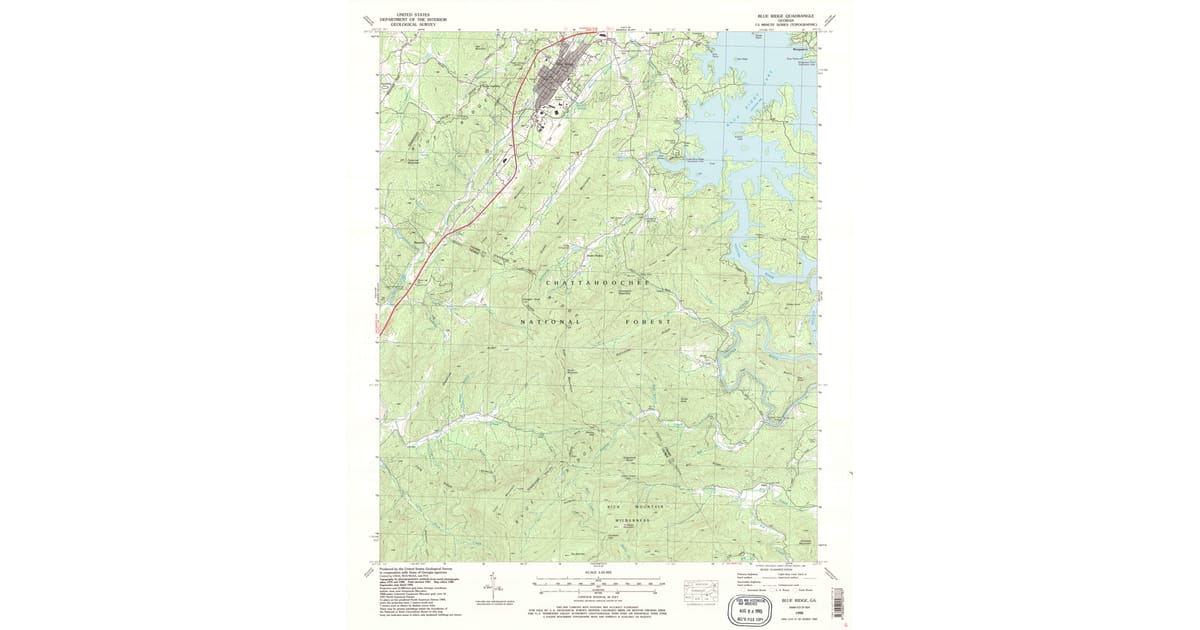 1988 Map of Blue Ridge, GA — High-Res, 1988 Print #2 | Pastmaps