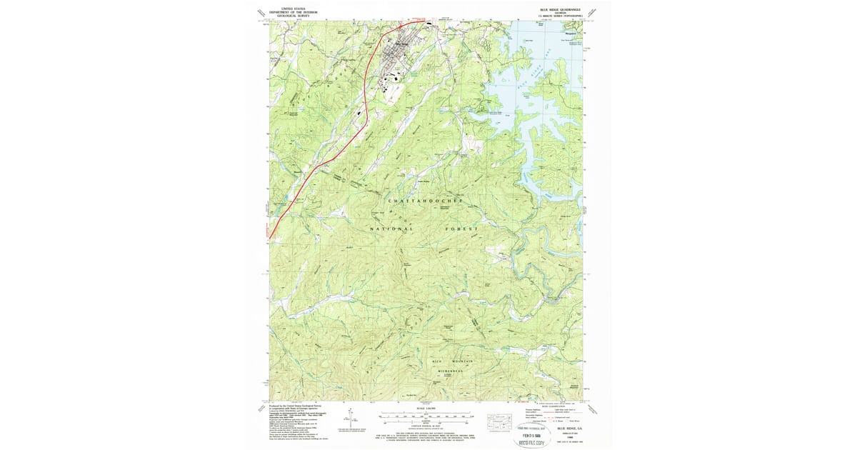 1988 Map of Blue Ridge, GA — High-Res | Pastmaps
