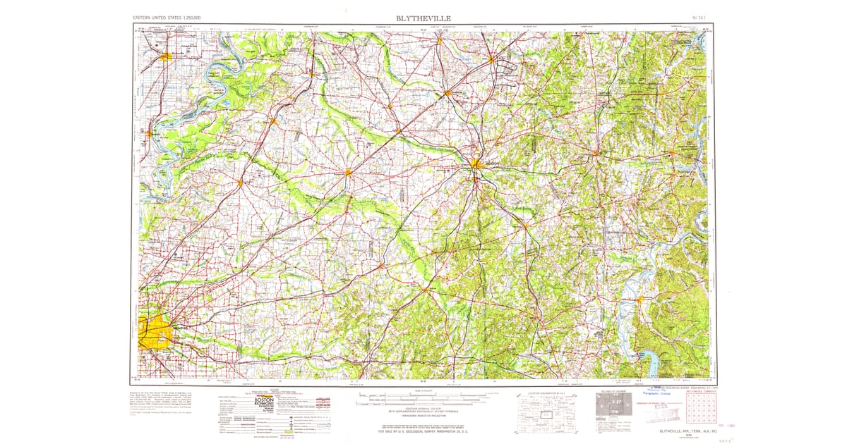 Old Maps of Pinson TN for Genealogy - Blytheville Mississippi County Ar Usgs Topo 1956 P1964 Og 1200x630