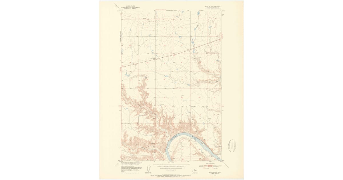 1953 Map of Boggs Island, Chouteau County, MT — High-Res | Pastmaps